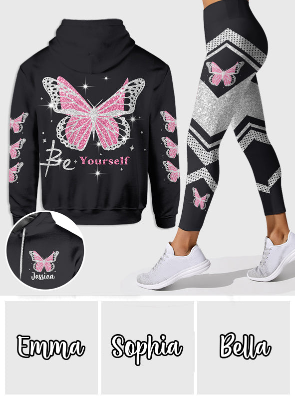 Sois toi-même - Sweat à capuche et legging papillon personnalisés