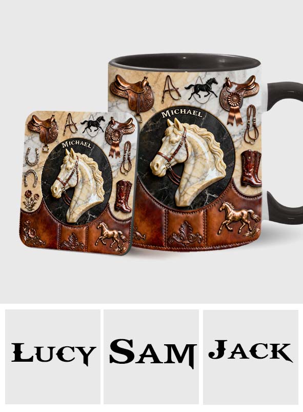 Mug et sous-verre personnalisés Love Horse - Motif cheval