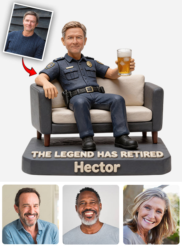 La légende a pris sa retraite - Plaque acrylique personnalisée en forme de policier