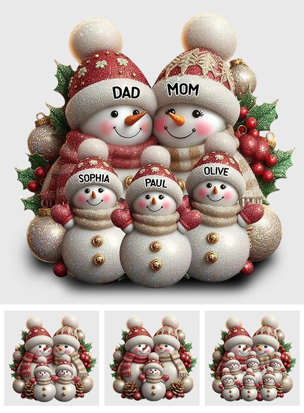 Bonhomme de neige de Noël - Plaque acrylique personnalisée pour la famille