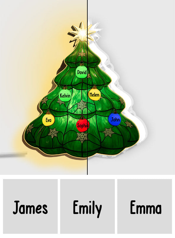 Merry Xmas Family Christmas Tree - Personalized Family Acrylic LED Night Light