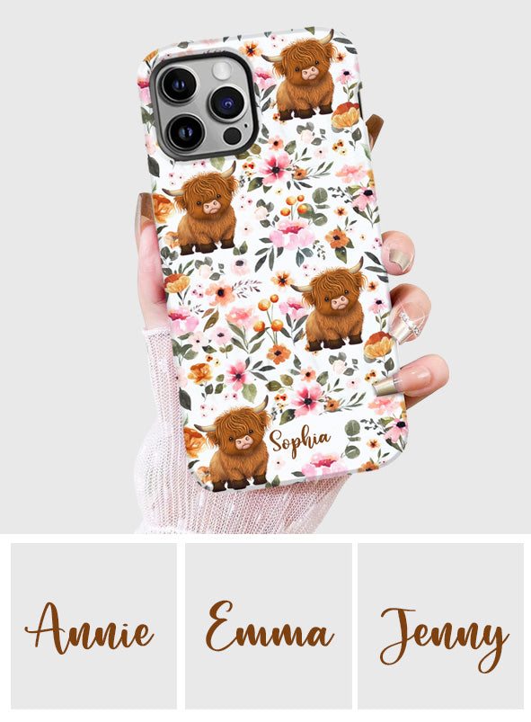 Coque de téléphone personnalisée avec motif vache des Highlands et imprimé intégral