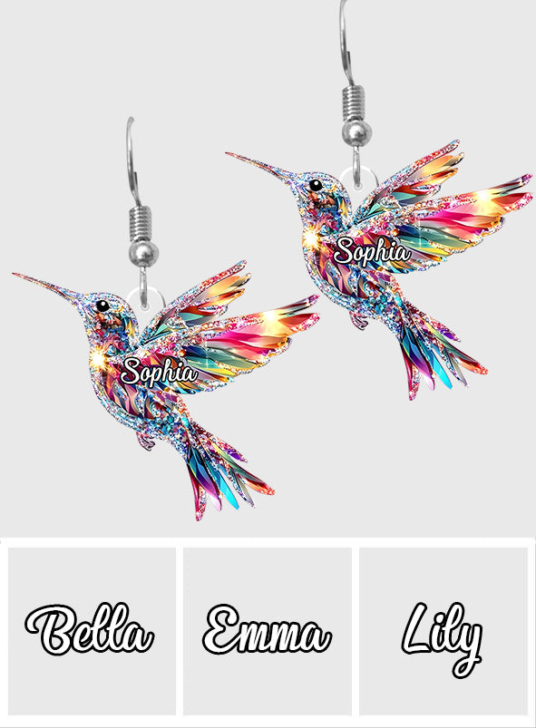 Love Hummingbird - Personalized Hummingbird Transparent Earrings