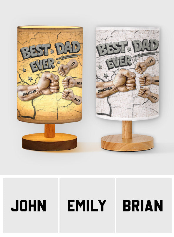 Meilleur papa du monde - Lampe de table personnalisée pour papa avec socle en bois