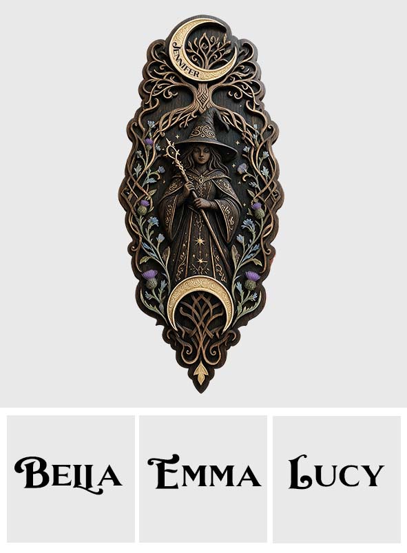 Enchanted Witch Moon Wall Decor - Personalized Witch 2 Layered Wood Sign / Wood Plaque