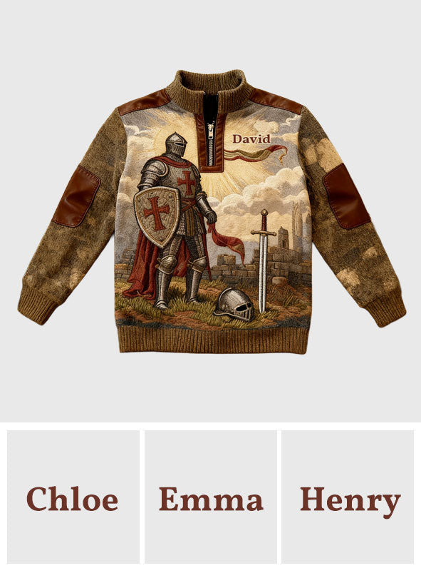 Kight Of God - Personalized Christian Men Zip-Up Sweatshirt