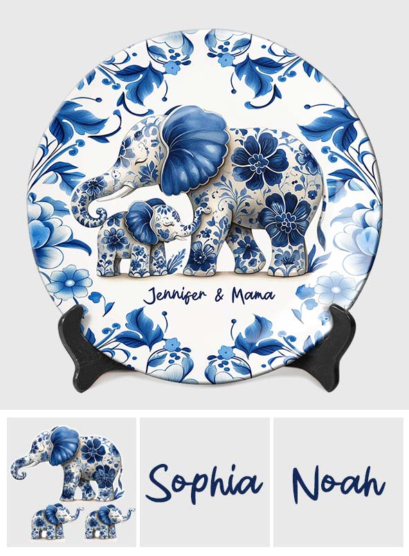 Elephant Mama - Personalized Mother Ceramic Round Plate