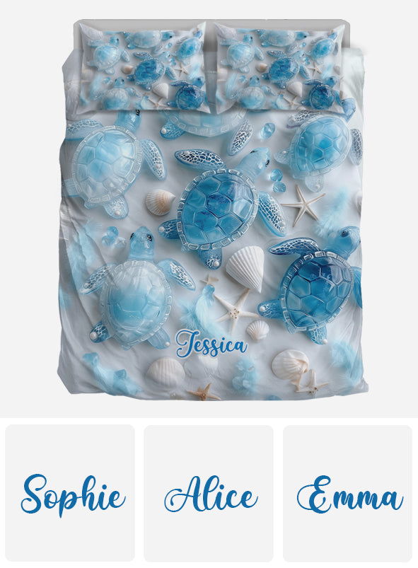 Tortues marines : L’océan vous appelle – Ensemble de literie personnalisé avec motif tortue