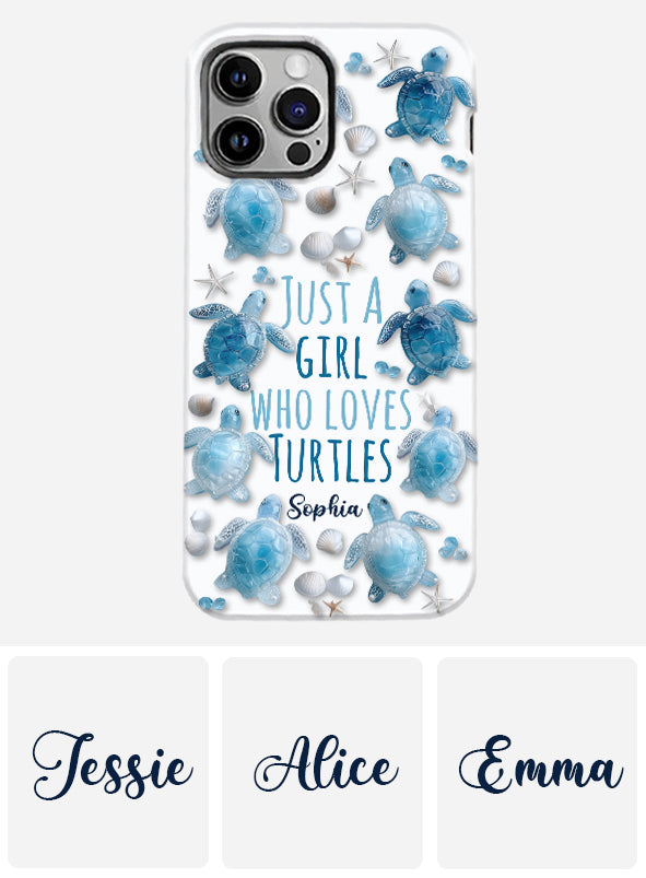 Une fille qui adore les tortues - Coque de téléphone personnalisée avec impression intégrale de tortue