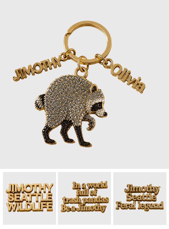 Vintage Jimothy Raccoon - Personalized Raccoon Keychain With Charms