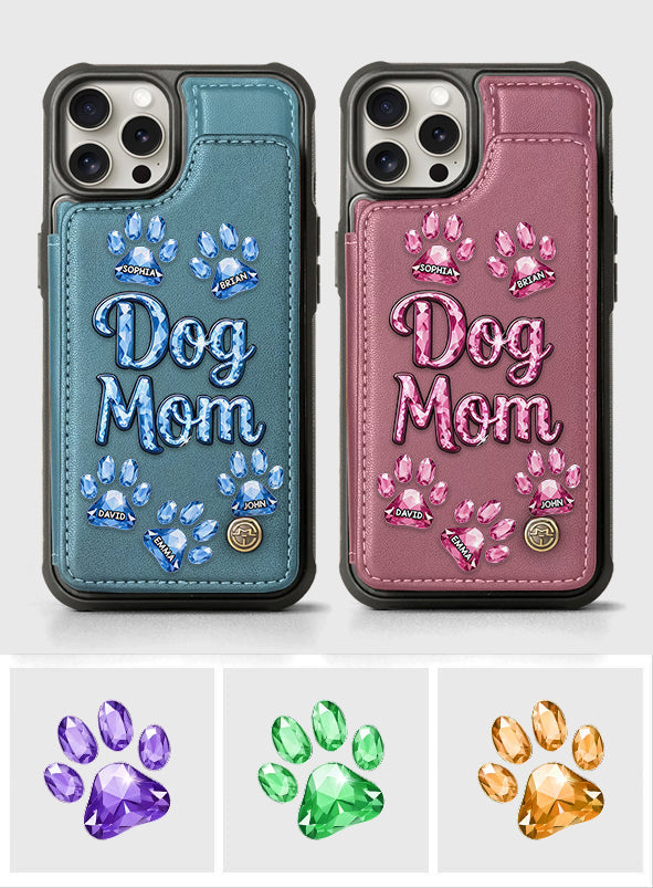 Étui portefeuille personnalisé pour téléphone avec motif chien - Maman de chien