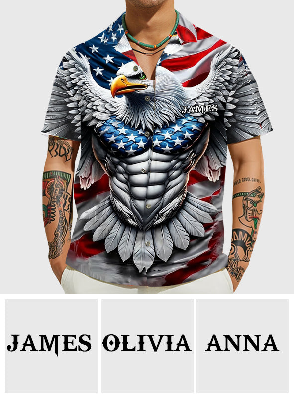 Chemise hawaïenne personnalisée avec aigle à tête blanche - Aigle patriotique
