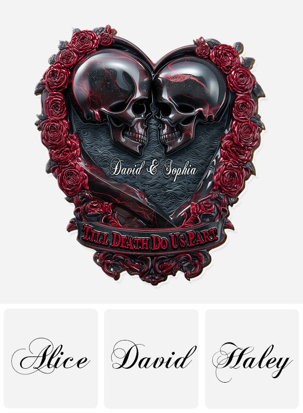 Jusqu'à ce que la mort nous sépare - Clip de pare-soleil de voiture personnalisé en forme de crâne