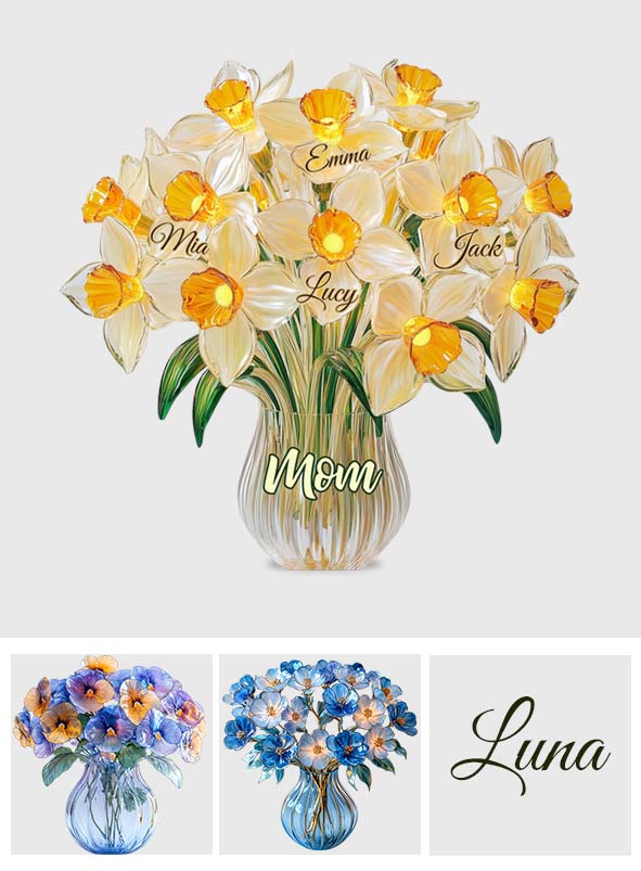 Mom’s Blossom - Personalized Mother Custom Shaped Acrylic Plaque