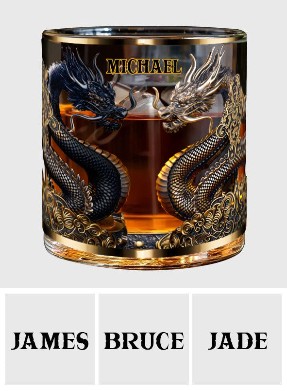 Metallic Dragons Art - Personalized Dragon Whiskey Glass