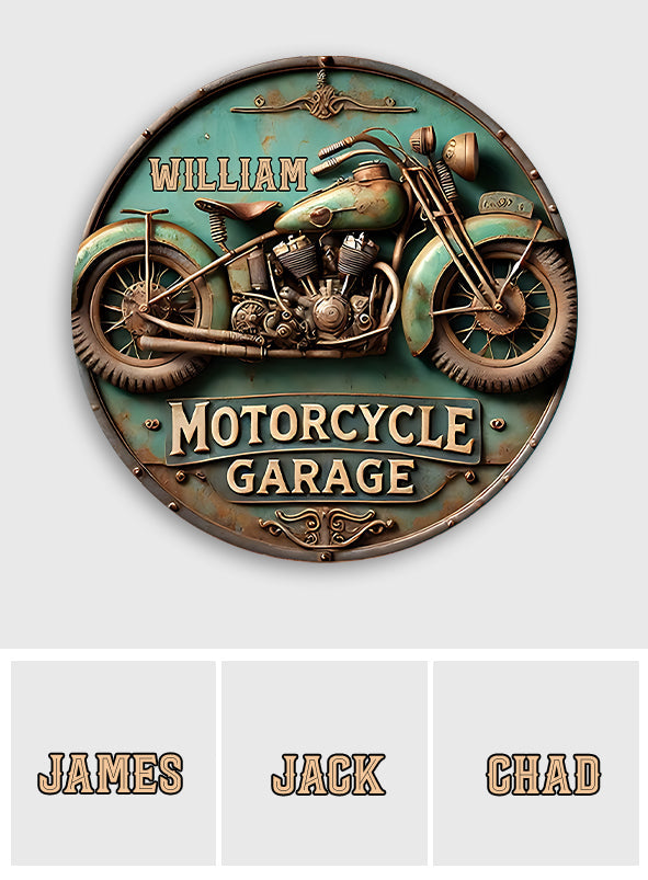 Passionné de moto - Panneau métallique rond personnalisé pour motard