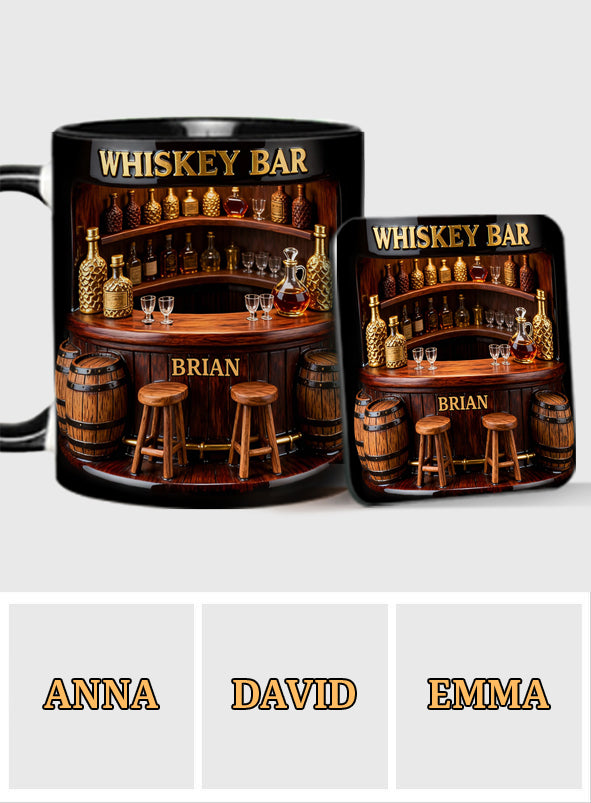 Bar à whisky - Mug et sous-verre personnalisés