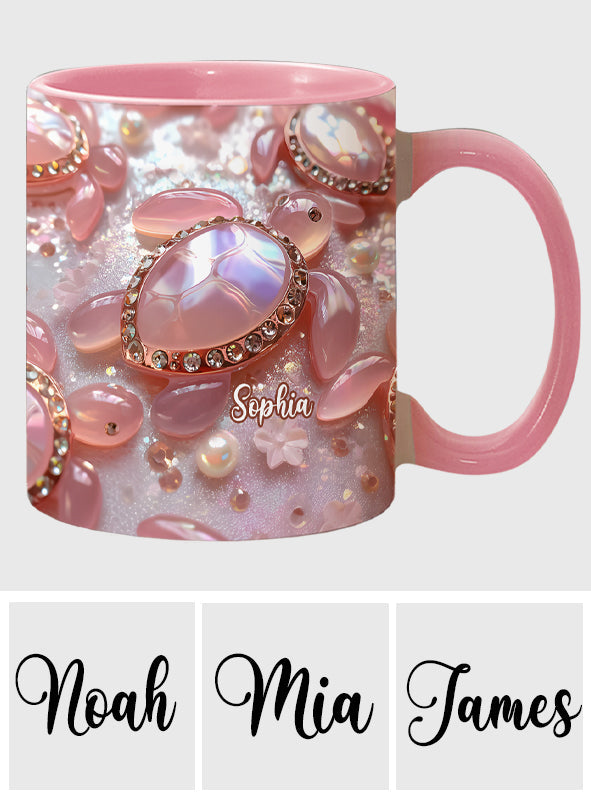 Mug personnalisé à motif tortue rose