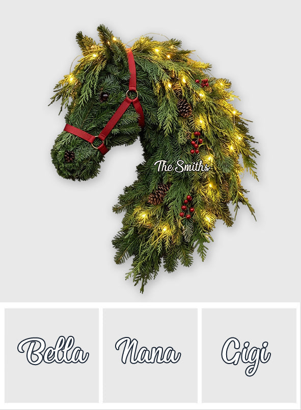 Horse Wreath - Personalized Horse LED Light Acrylic Sign