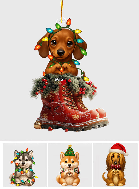 Bottes de Noël pour chien - Ornement personnalisé en forme de chien