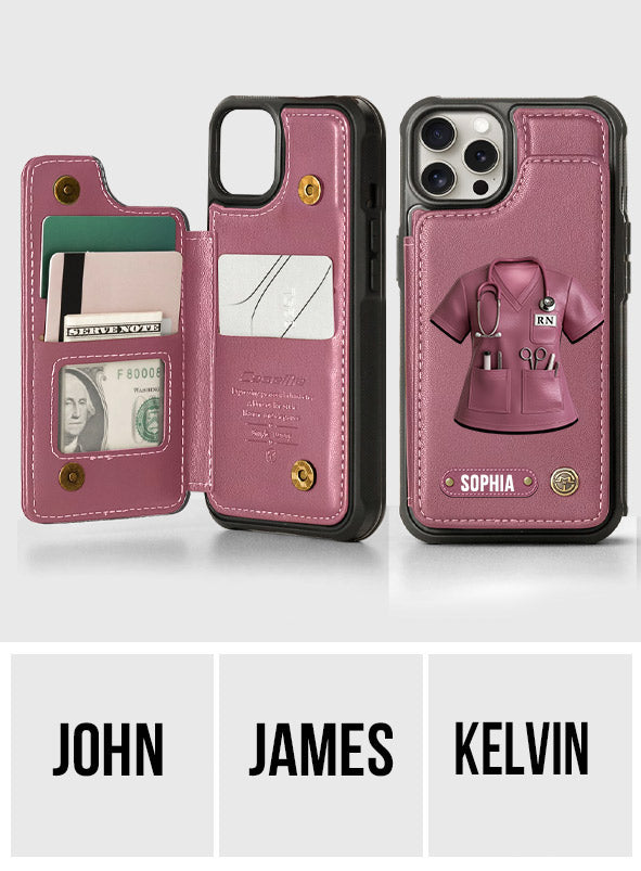 Infirmière fière - Étui portefeuille personnalisé pour téléphone