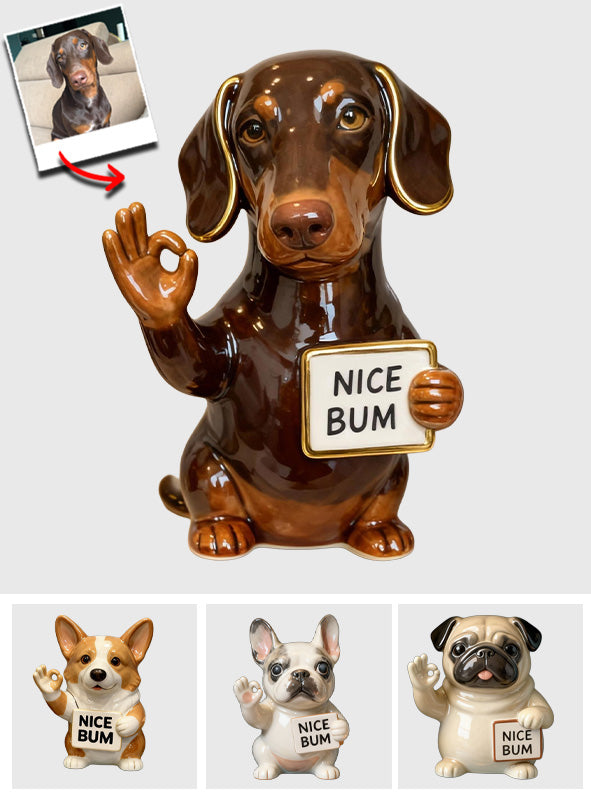 Joli derrière - Plaque acrylique personnalisée pour chien en forme de chien
