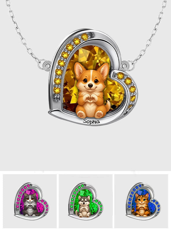 Collier pendentif personnalisé pour chien avec pendentif en forme de cœur représentant un chiot ou un chaton