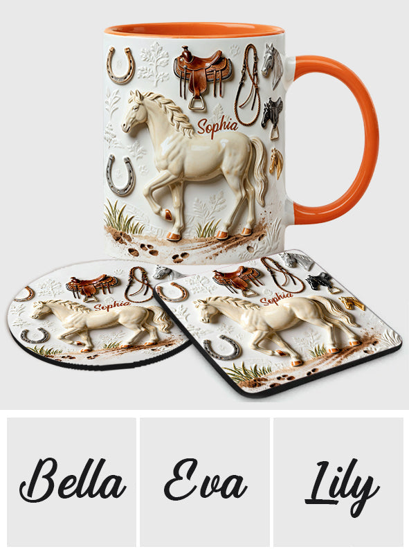 Mug et sous-verre personnalisés avec motif cheval Strong Horse