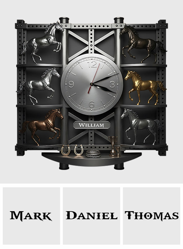 Cheval fort - Horloge murale lumineuse LED personnalisée - Cheval