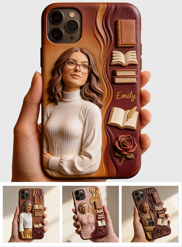Custom Any Photo Love Books - Personalized Book 3D Embossed Leather Phone Case