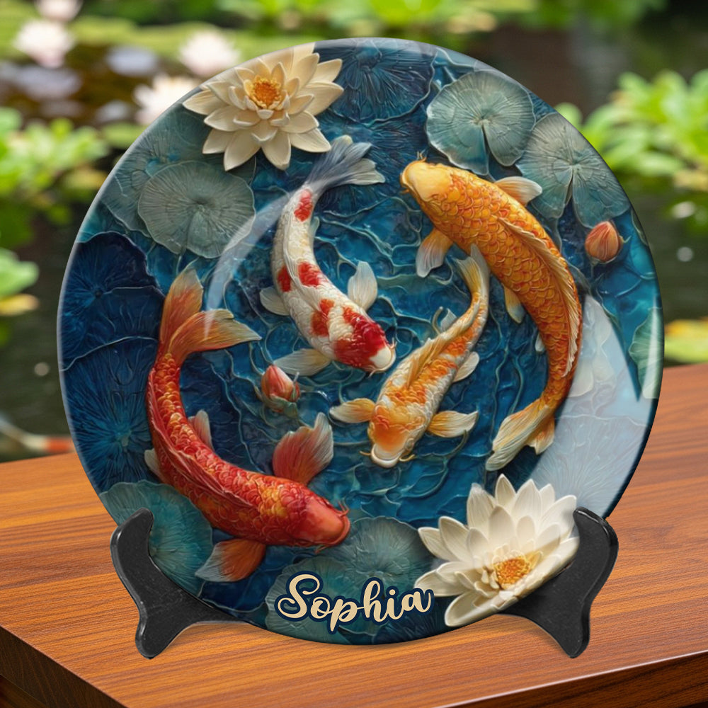 Beautiful Fish - Personalized Koi Fish Ceramic Round Plate