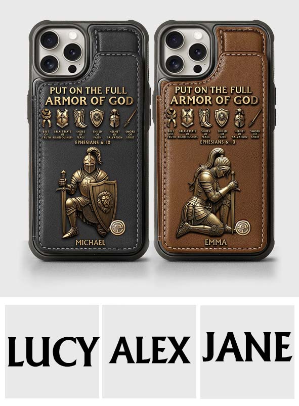 Revêtez l'armure complète de Dieu - Étui portefeuille chrétien personnalisé pour téléphone