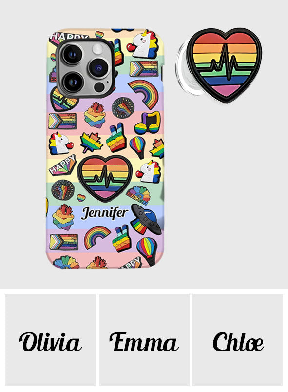 Pride Rainbow - Personalized LGBT Support Full Print Phone Case & Phone Grip
