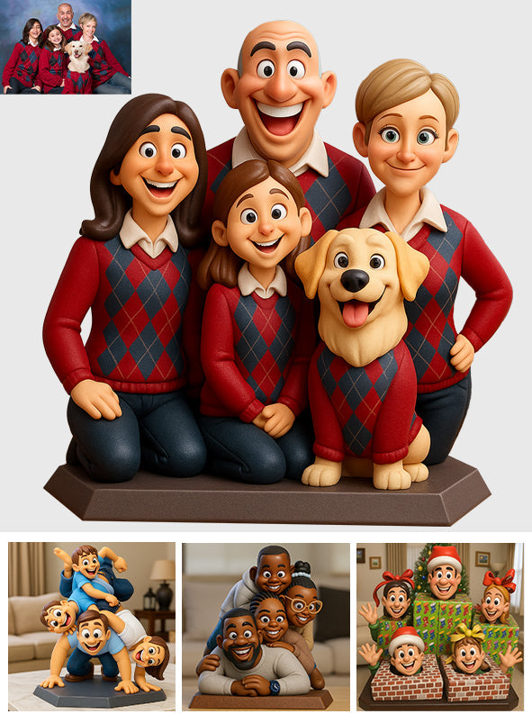 Funny Gift Cartoonish Exaggerated Mascot Style - Personalized Family Custom Shaped Acrylic Plaque