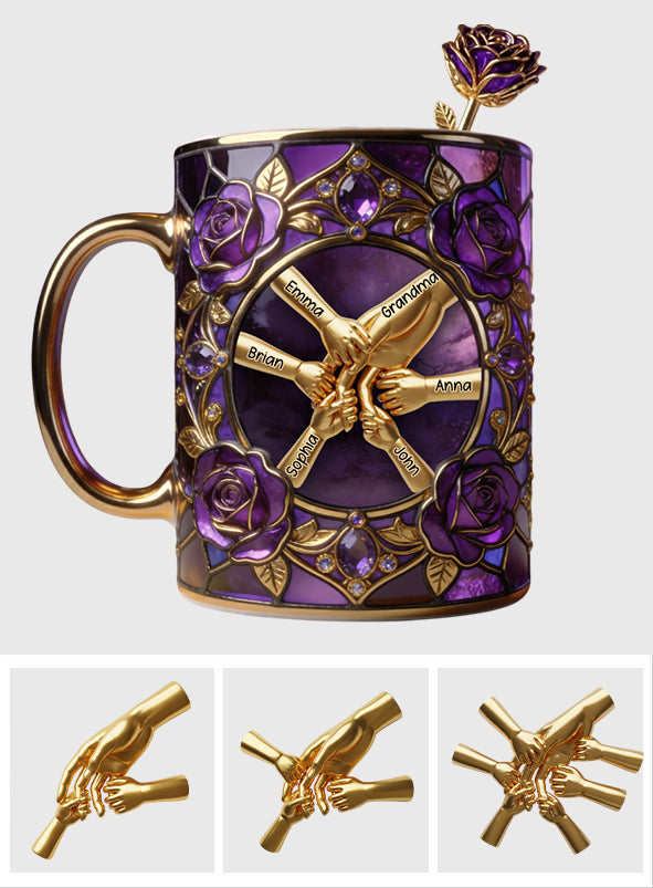 Hold My Hand, Hold My Heart - Personalized Grandma Set Accent Mug with Acrylic Stirrers