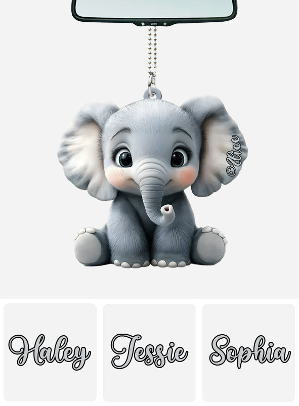 Cute Baby Elephant - Personalized Elephant Car Ornament