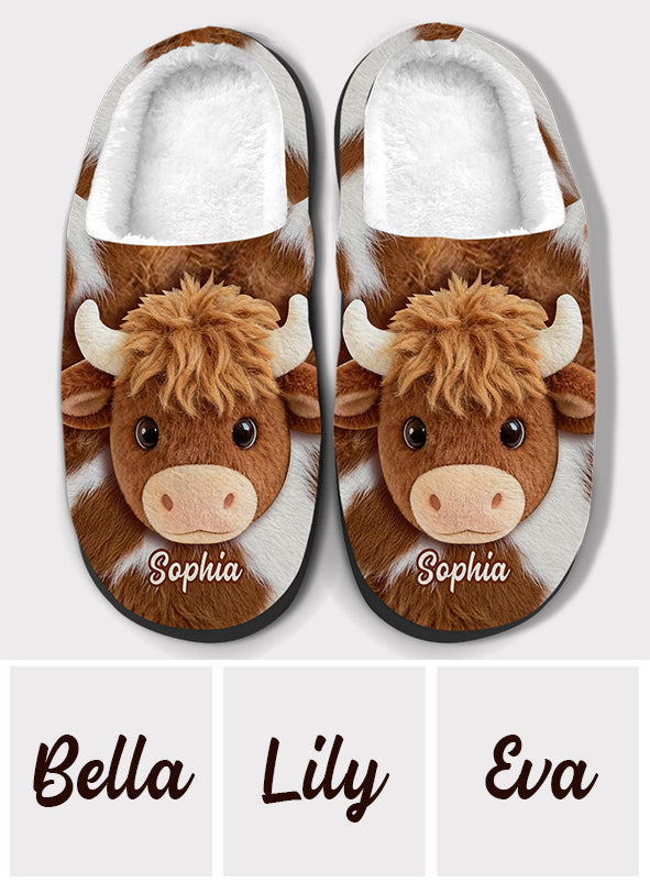 Love Highland Cow - Personalized Highland Cow Slippers