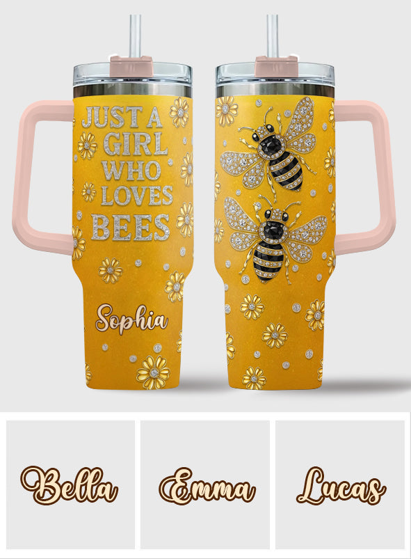 Just A Girl Who Loves Bees - Personalized Bee Tumbler With Handle
