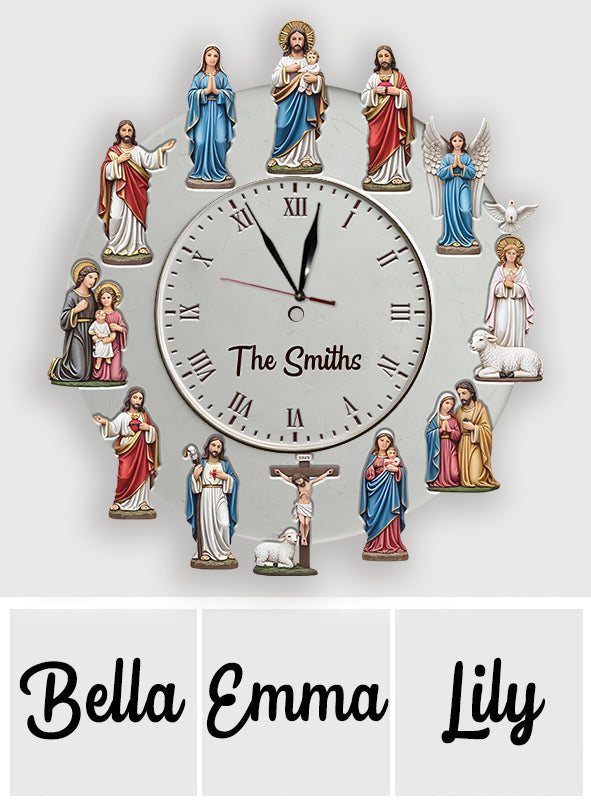 Foi intemporelle - Horloge murale lumineuse LED chrétienne personnalisée