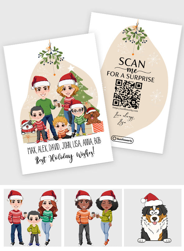 Meilleurs vœux pour les fêtes - Portrait de Noël - Carte de vœux personnalisée avec QR code