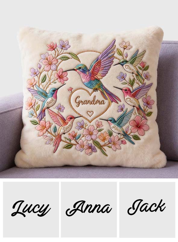 Coussin Carré en Fourrure Synthétique Personnalisé pour Mamie