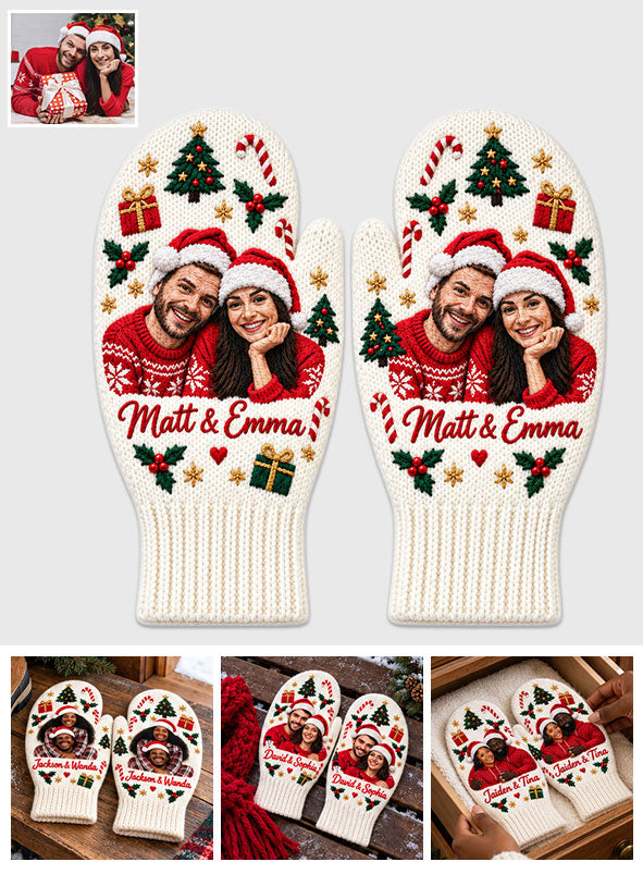 Meaningful Couple Matching Knitted Mittens - Personalized Couple Knitted Mittens