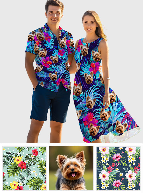 L'appel de la plage - Chemise hawaïenne personnalisée pour chien et robe sans manches