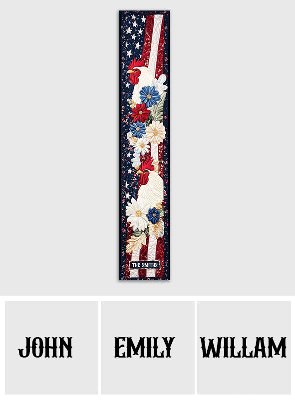 Patriotic Chicken - Personalized Chicken Table Runner
