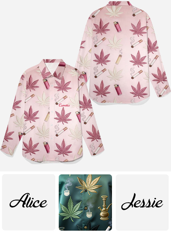 Chemise boutonnée personnalisée Green Magic Leaf - Cannabis