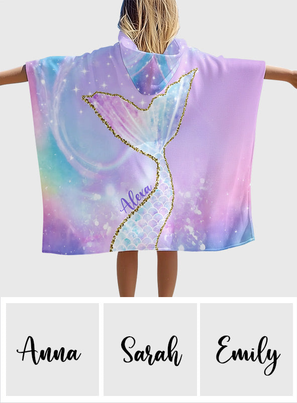 Gift For Girl Kid, Mermaid Loving Kid - Personalized Kid Kid Hooded Towel Poncho