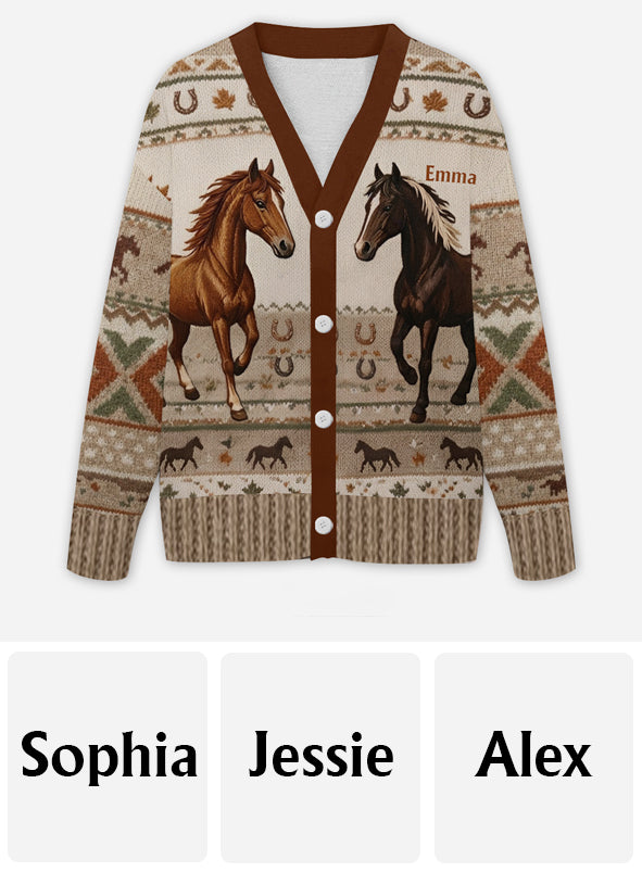 Amour Cheval - Pull Cardigan Personnalisé