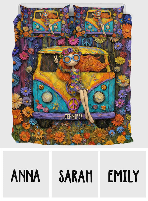 Âmes Hippies - Ensemble de courtepointe hippie personnalisé