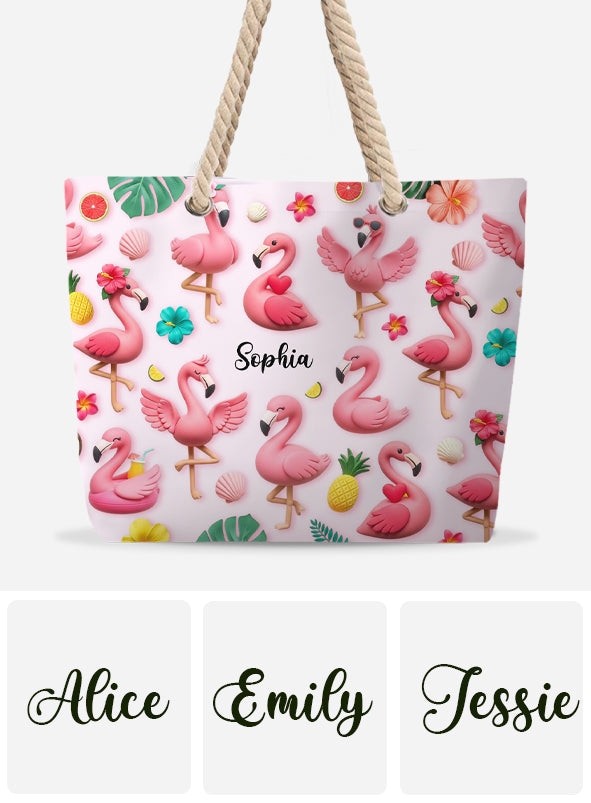 Love Flamingos - Personalized Flamingo Beach Bag