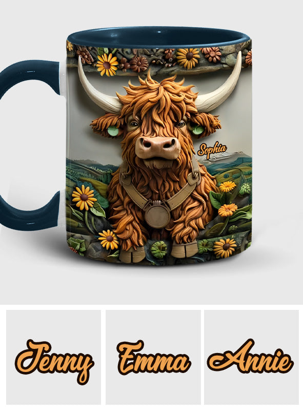 Cute Highland Cow - Personalized Highland Cow Accent Mug